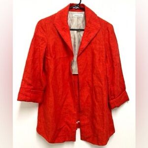 Coldwater Creek linen orange open blazer jacket size 10